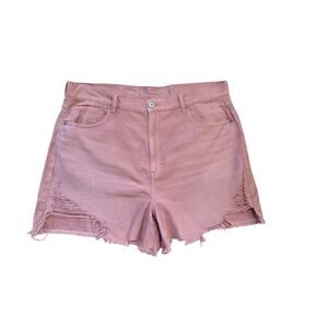 NWOT American Eagle Highest Rise Mom Shorts Womens 18 Mauve Soft Cotton Distress